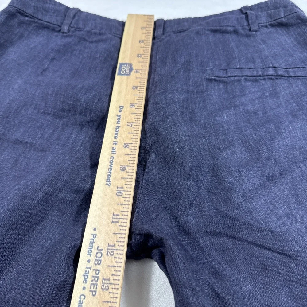 Zara Basic's Pants Women's Size 6 Navy Blue 100% Linen Minimalist Trousers‎